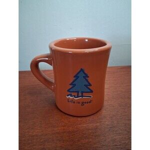 Life is Good Orange with Pine Tree Ceramic Mug